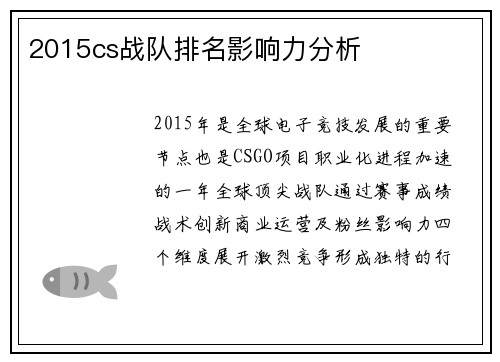 2015cs战队排名影响力分析